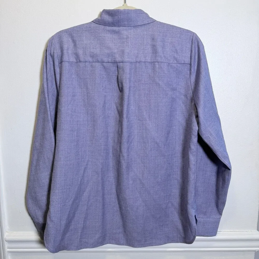 J.Crew Womens 8 Purple Wool Blend Button Down Shirt AG141 Quiet Luxury NWT